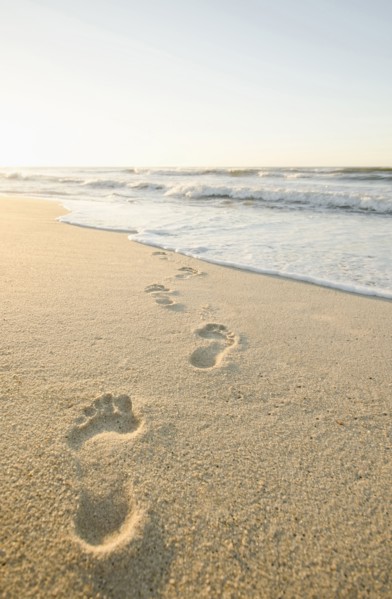 Footprints on beach