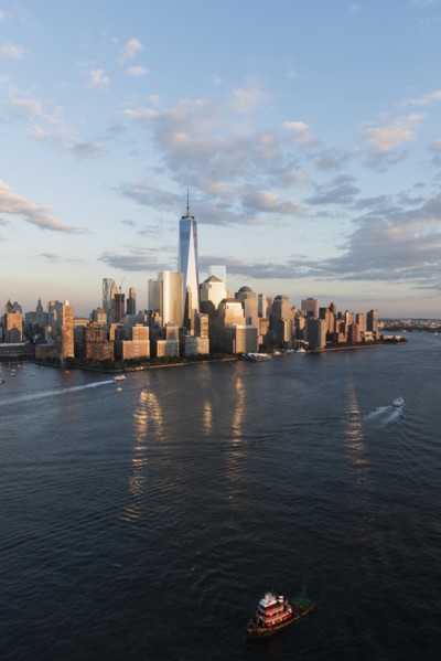 Manhattan skyline at sunset