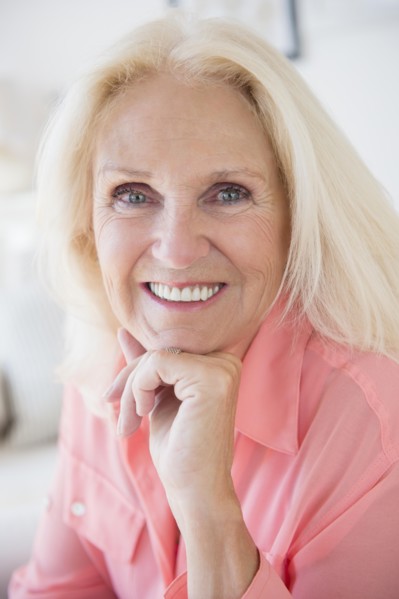 Portrait of blond senior woman