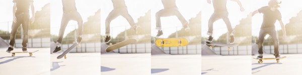 Montage of man skating