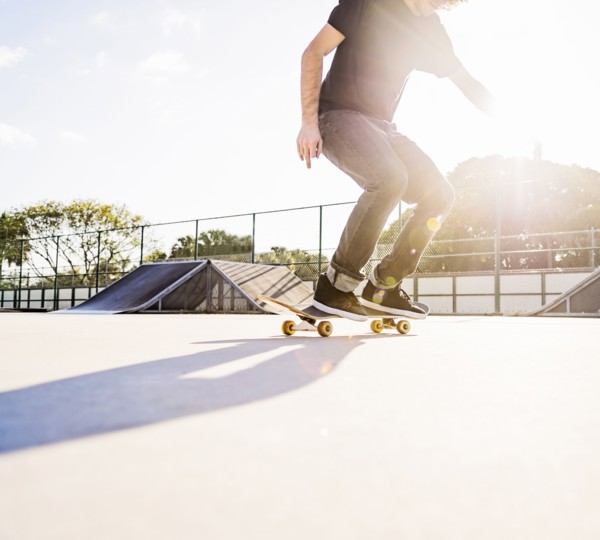 Man skateboarding in skatepark