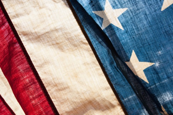 Close-up view of antique American flag