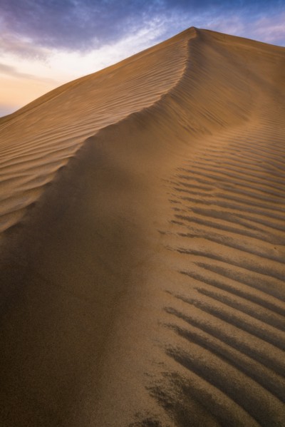 View od sand dune at sunset