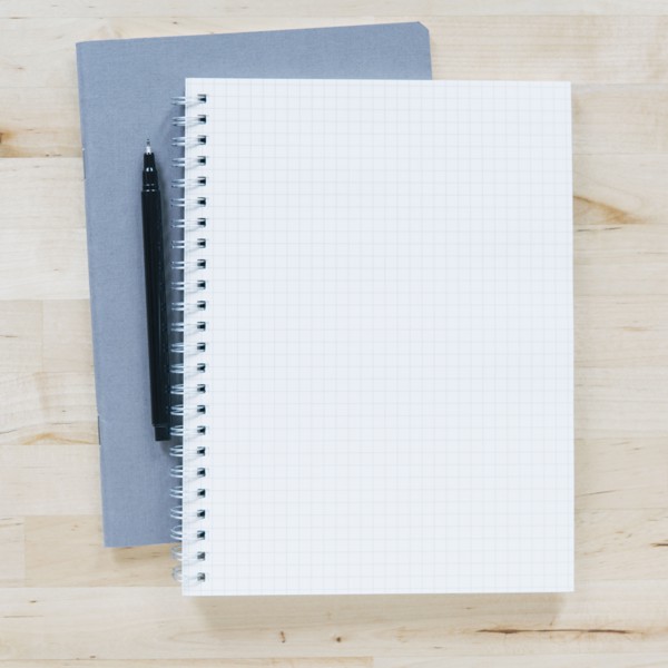 Overhead view of pen on notebook