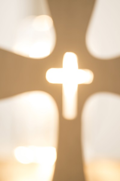 View of backlit cross.
