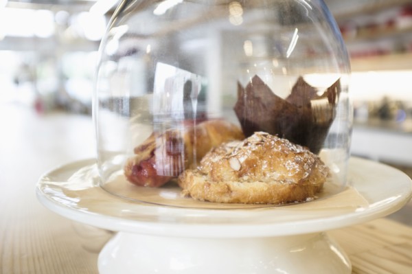 Close-up of croissant in bakery.