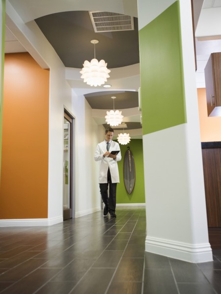 Dentist walking in corridor