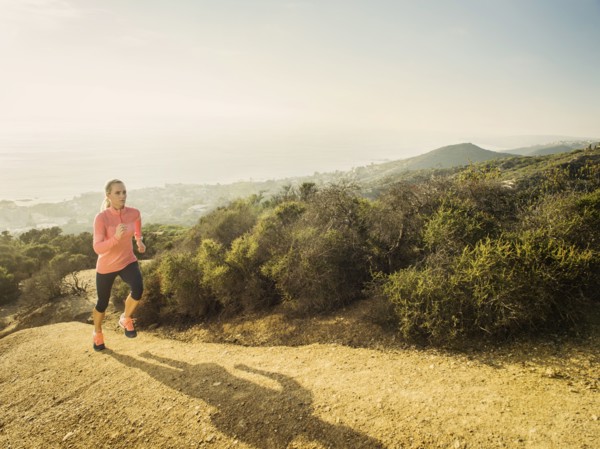 Woman running in mountains