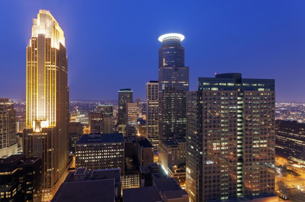 Downtown district at night