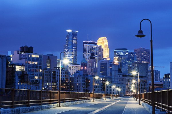 Downtown district at night