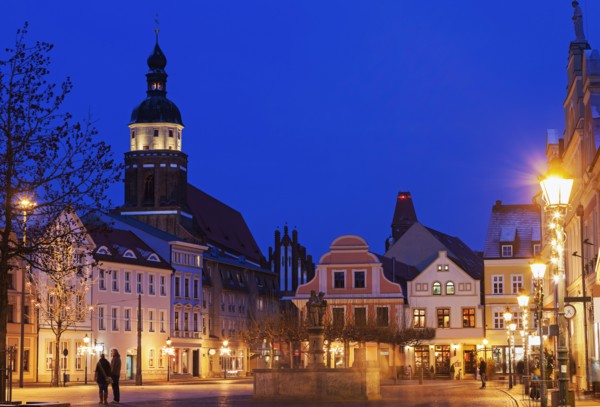 Altmarkt and St. Nikolai Church illuminated at night