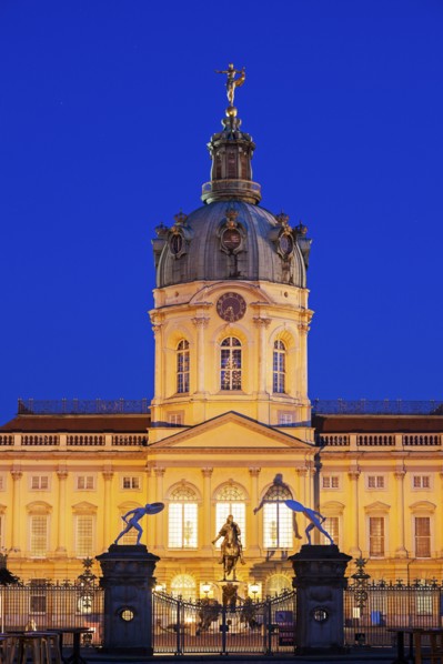 Facade and entrance at night
