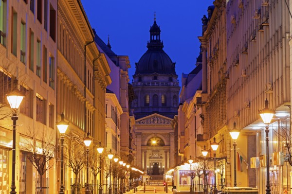 View along illuminated Zrinyi street
