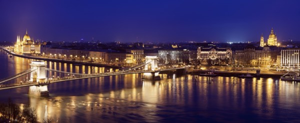 Waterfront cityscape with Chain Bridge