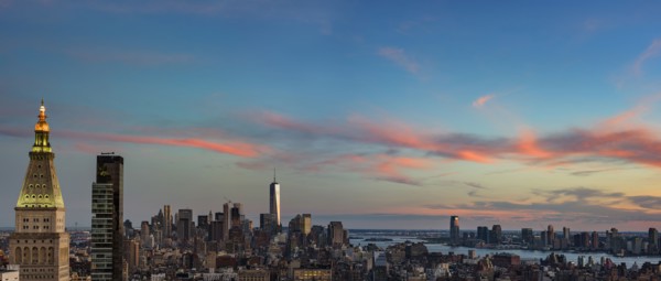 Cityscape at sunset. USA, New York, New York City.