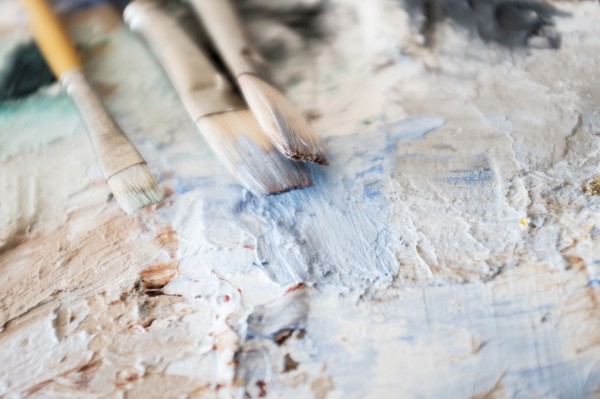 Paintbrushes and palette.