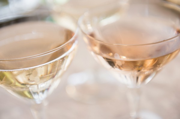 Two white wine glasses