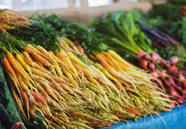 Market stall with organic vegetables