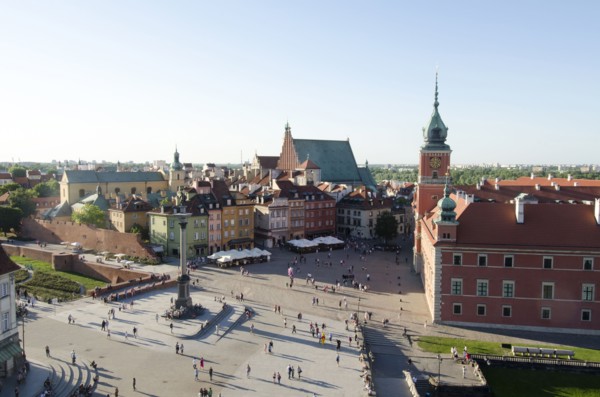 Elevated view of town square