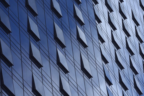 Open windows on glass building