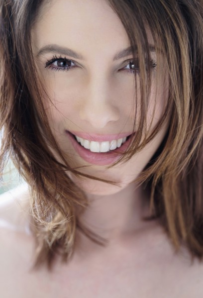 Portrait of beautiful woman with brown hair.