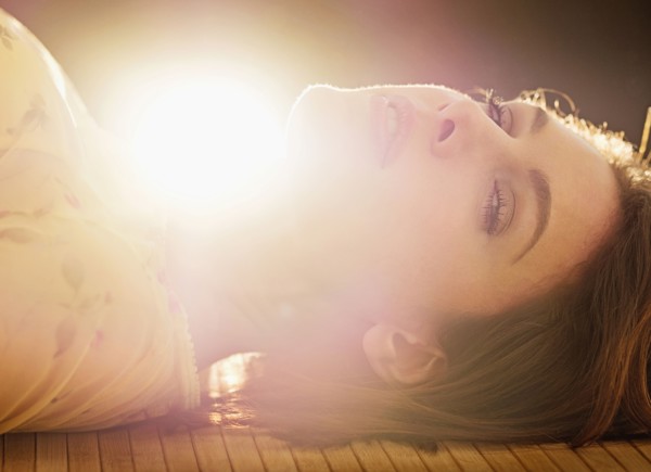 Portrait of beautiful woman with brown hair.