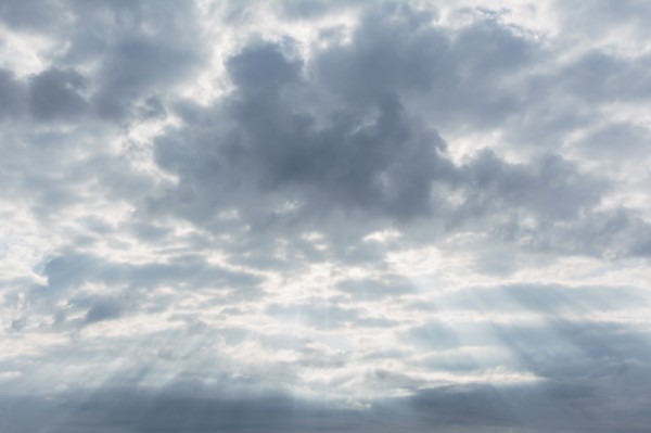 Scenic cloudscape with sunbeams