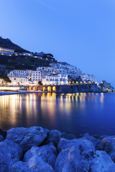 Illuminated town at night