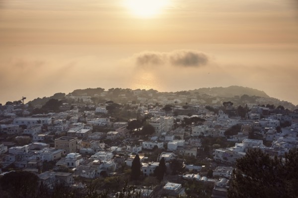 Town at sunset