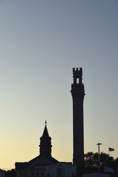 Silhouette of Provincetown monument of dusk