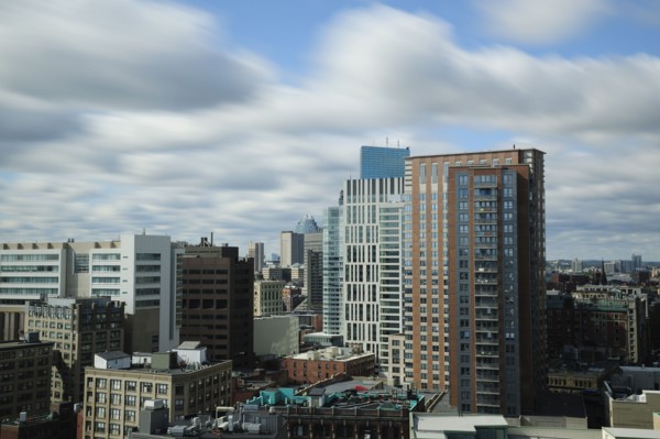 Clouds over modern city