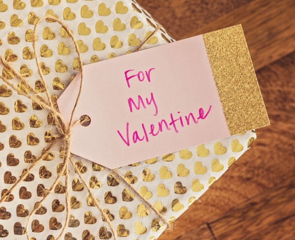 Wrapped gift for Valentine's Day