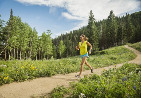 Mature woman running outdoors
