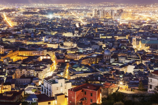 Panorama of city at night