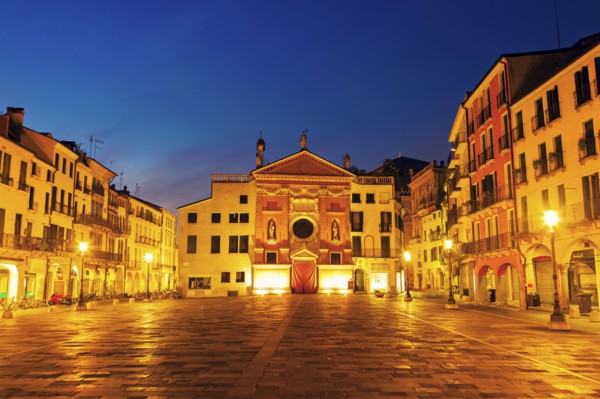 San Clemente Church on Piazza dei Signori at dusk