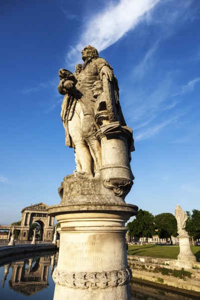 Statue on Prato della Valle under blue sky