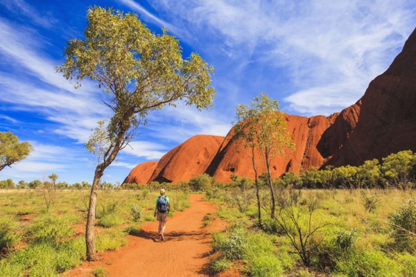Woman hiking with backpack