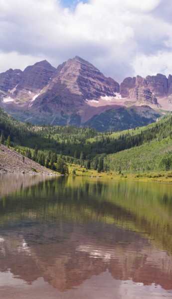 Mountains reflecting in lake