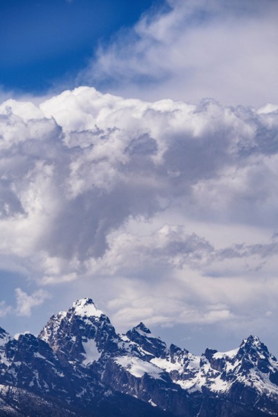 Mountain peaks in clouds
