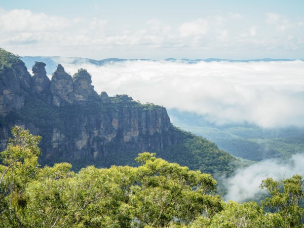 Elevated view of three sisters rock formation