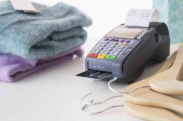 Credit card reader on counter.