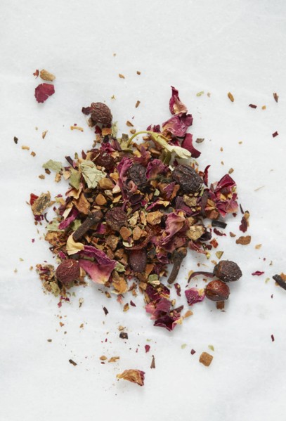 Red tea on white paper