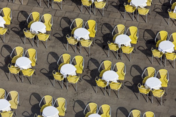 Tables on St Mark's Square in Venice Venice, Veneto, Italy