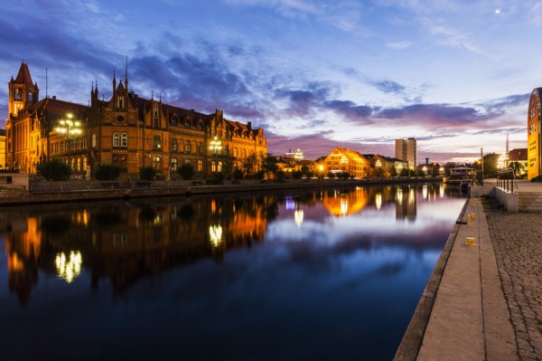 Architecture of Bydgoszcz along Brda River Bydgoszcz, Kuyavian-Pomeranian, Poland