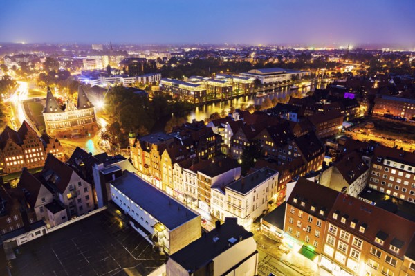 Aerial view of Lubeck Lubeck, Schleswig-Holstein, Germany