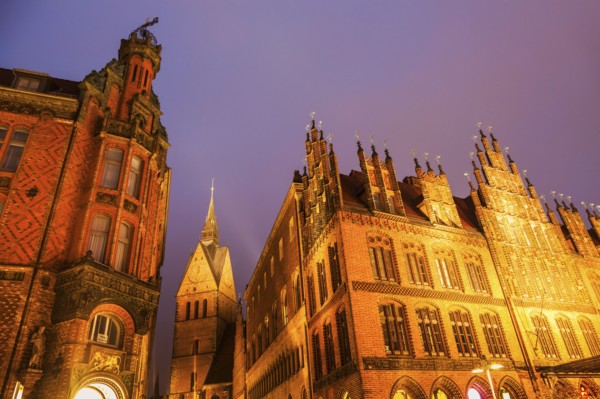 Marktkirche and Old Town Hall  in Hanover Hanover (Hannover), Lower Saxony, Germany