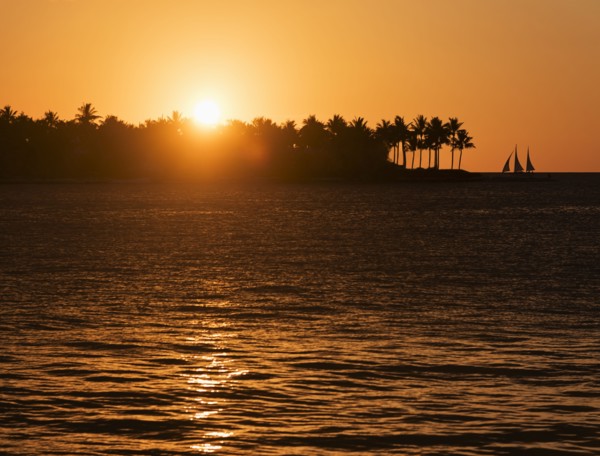 Sunset over island