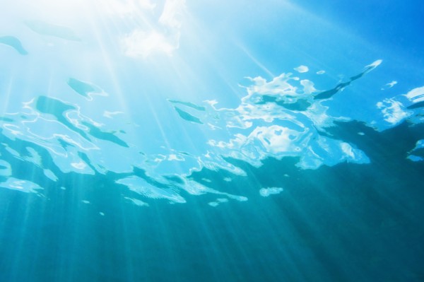 Sunbeam shining underwater
