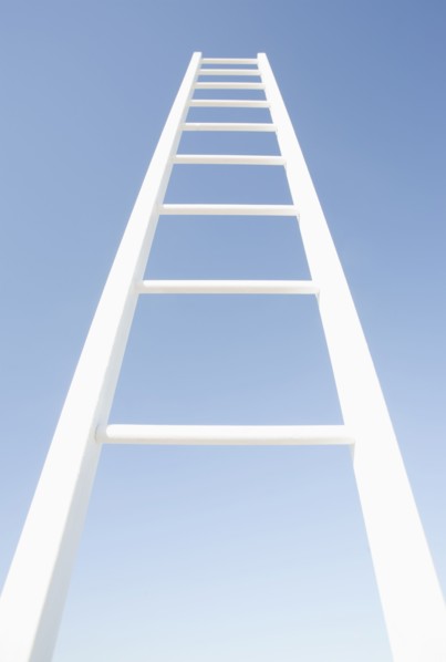 White ladder against clear sky