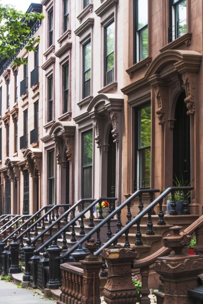 USA, New York State, New York City, Brooklyn, Facades and entrances of townhouses